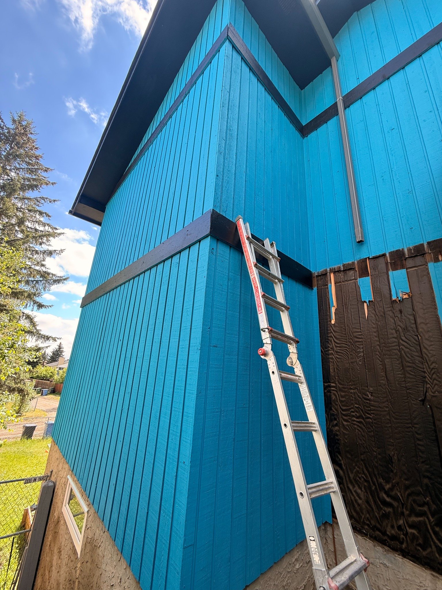 Blue exterior side view before renovation