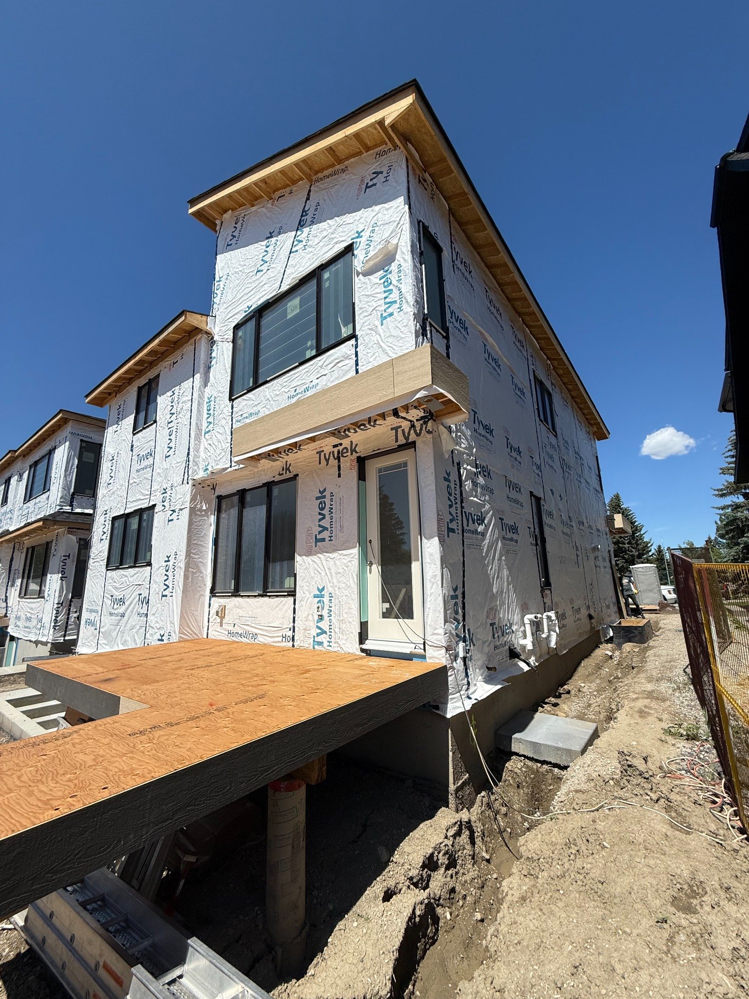 Calgary residential project before cladding angled front view