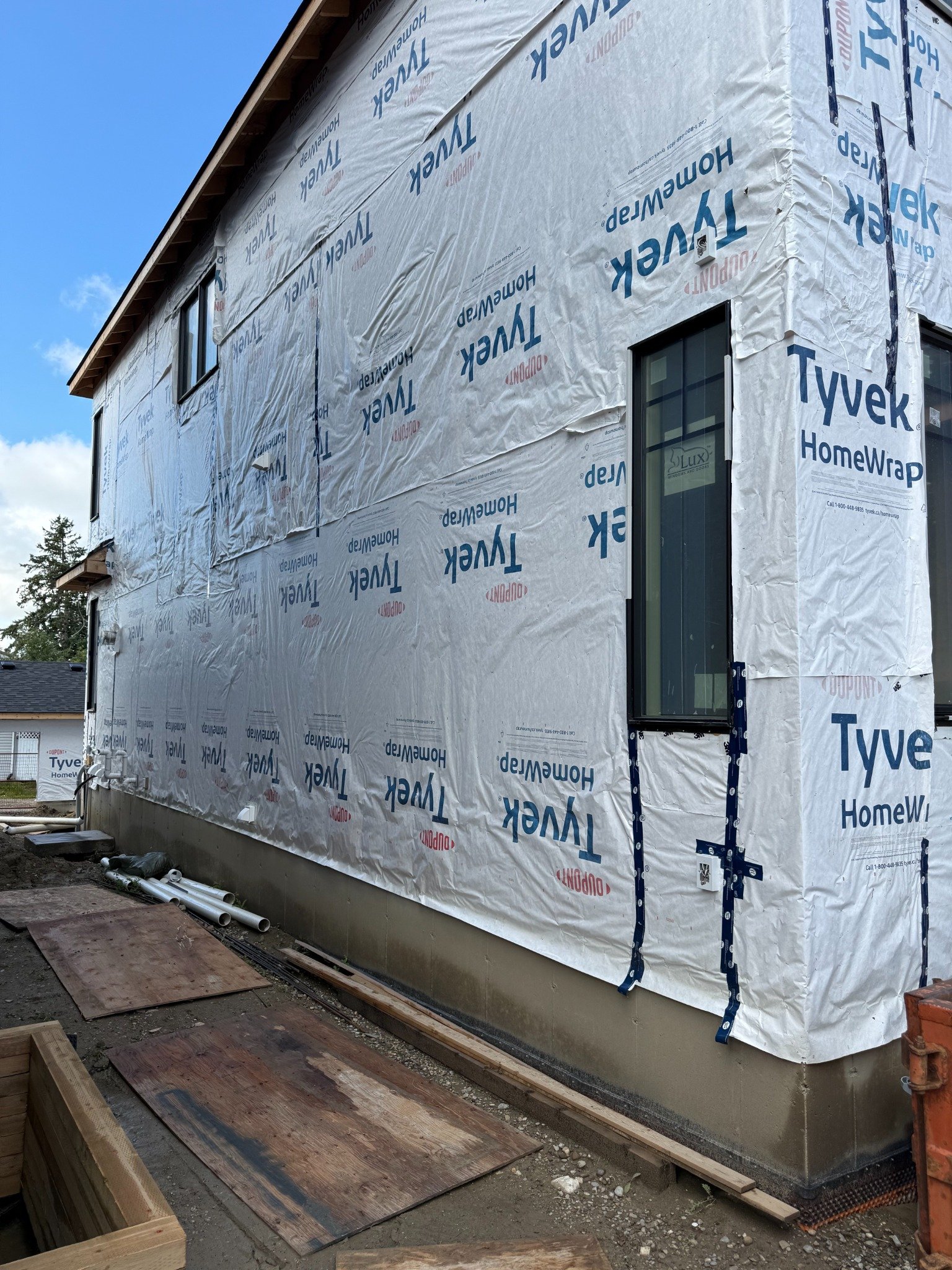 Calgary residential side wall before siding
